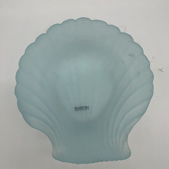 Byron Hirota Glass Frosted Blue Seashell Trinket Bowl Tokyo Japan - Picture 2 of 4